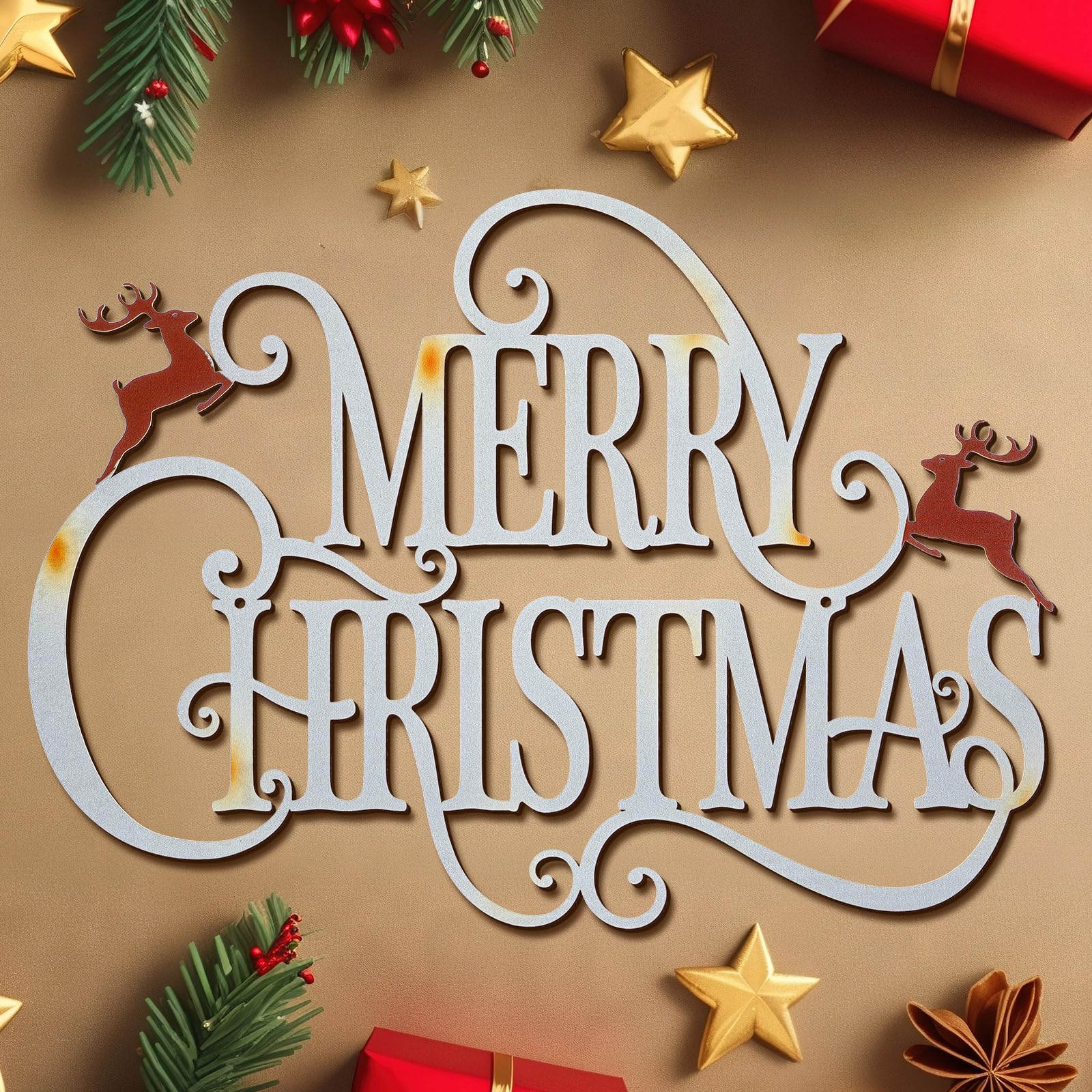 Amazon.com: Maitys 15 x 10.8 Inches Large Metal Merry Christmas